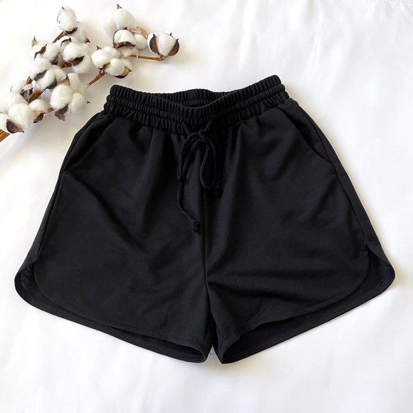 Shein Drawstring Waist Dolphin Hem Shorts - Picture 2 of 6